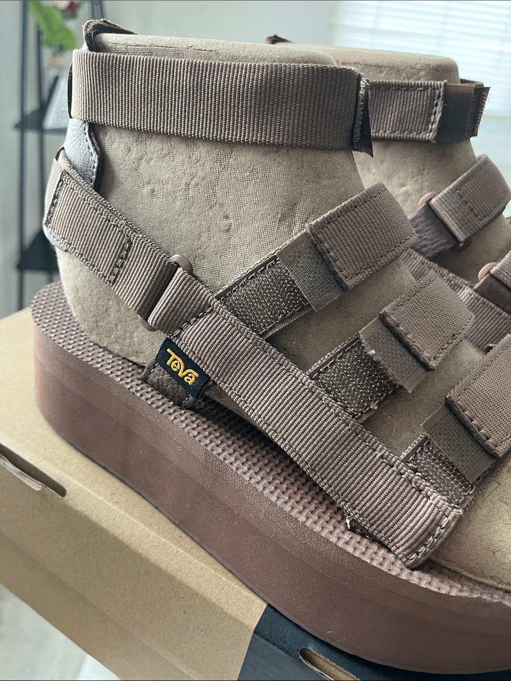 Teva Brown Platform Strappy Sandals